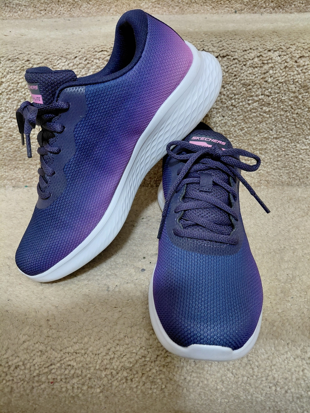 Skechers Women's Purple Knit Lace-Up Athletic Sneakers